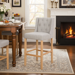 Sunvega Vienna Contemporary Wingback Counter Stools with Button Tufted Backrest and Nailhead Accents