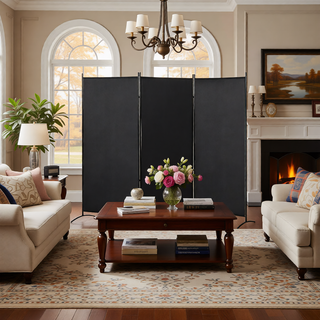 Sunvega 6 Panel Folding Privacy Screen with Removable Shelves and Hinged Design