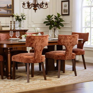Sunvega Mid Century Modern Dining Chairs Set of 2 with Chenille Fabric and Hardwood Frame