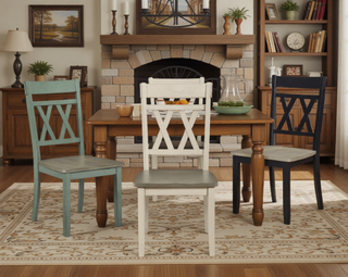 Sunvega Modern Farmhouse Round Dining Table with Greywash and Antique White Finish