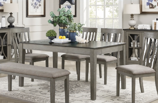 Sunvega Gray Fabric Upholstered 1pc Bench with Wood Frame for Dining Room