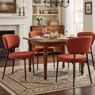 Sunvega Modern Upholstered Dining Chairs with Soft Seat and Metal Legs Set of 2 White