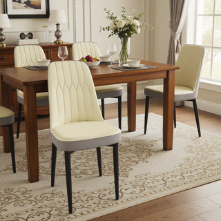 Sunvega Modern PU Leather Dining Chairs with Thick Soft Cushions and Black Metal Legs