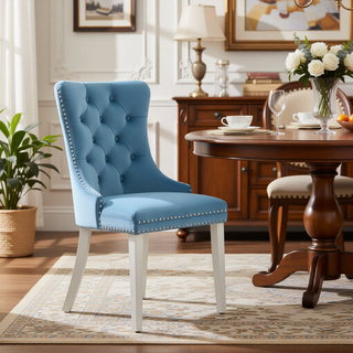 Sunvega Modern High-end Tufted Velvet Upholstered Dining Chair with Chrome Legs and Nailhead Trim