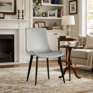 Sunvega Modern Brown PU Leather Dining Chairs with Carbon Steel Legs Set of 4