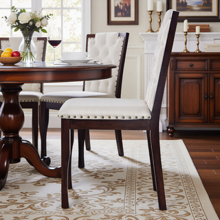 Sunvega Upholstered Dining Chairs Set of 4 with High Back Tufted Detail and Nailhead Trim