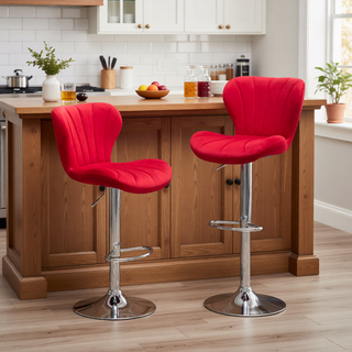Sunvega Gray Upholstered Adjustable Swivel Barstools with Bucket Seat in Set of 2