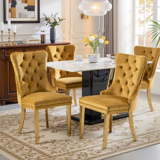 Sunvega Modern High-end Tufted Velvet Upholstered Dining Chair with Chrome Legs and Nailhead Trim