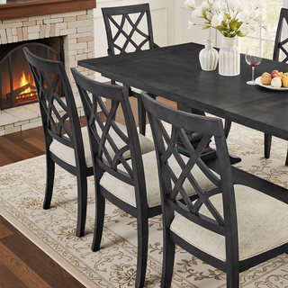 Sunvega Solid Rubber Wood Frame Upholstered Dining Chairs Set of 2 with Spacious Cushion