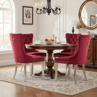 Sunvega Modern High-end Tufted Velvet Upholstered Dining Chair with Chrome Legs and Nailhead Trim