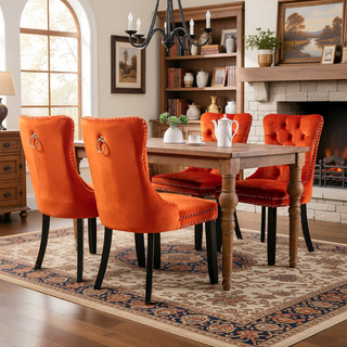 Sunvega High Back Velvet Dining Chairs with Tufted Upholstery and Nailhead Trim