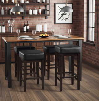 Sunvega Antique Gray Finish Solid Wood Frame Counter Height Stools Set of 2