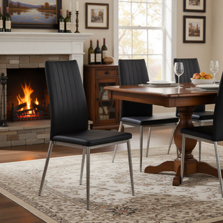 Sunvega Golden Legs and Black Seat Comfortable Durable Dining Chair Set of 4