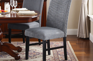 Sunvega Modern Dark Gray Corduroy Upholstered Dining Chairs Set of 2