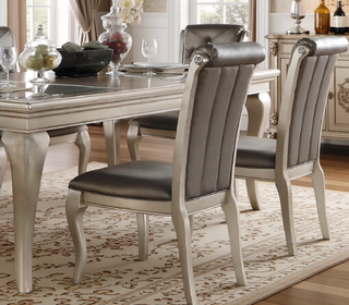 Sunvega Silver Finish Wood Dining Table with Separate Extension Leaf for 6 Seats