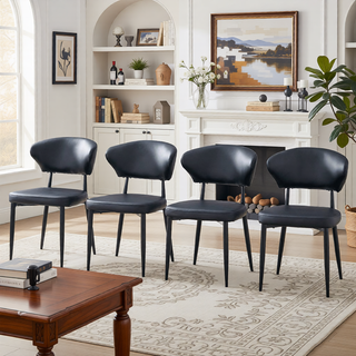 Sunvega Ergonomic Dining Chair with Curved Backrest and Soft PU Cushion for Comfortable Seating