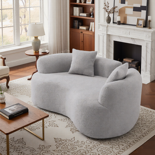 Sunvega Modern Curved Loveseat Sofa with Medium-Firm Cushion and Durable Teddy Fabric