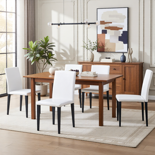 Sunvega Black PU Dining Chairs with Silver Metal Legs and High Elasticity Sponge Filling for Living Room