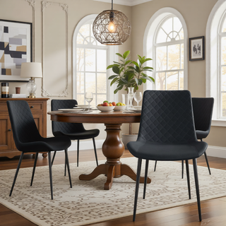 Sunvega Modern White PU Leather Dining Chair Set of 4 with Metal Legs
