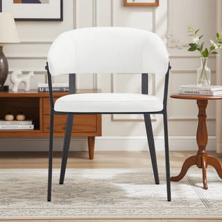 Sunvega Modern Upholstered Leatherette Dining Chair with Grey Metal Frame