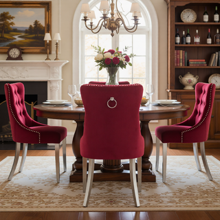 Sunvega Modern High-end Tufted Velvet Upholstered Dining Chair with Chrome Legs and Nailhead Trim