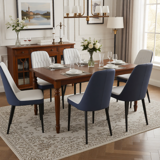 Sunvega Modern PU Leather Dining Chairs with Thick Soft Cushions and Black Metal Legs