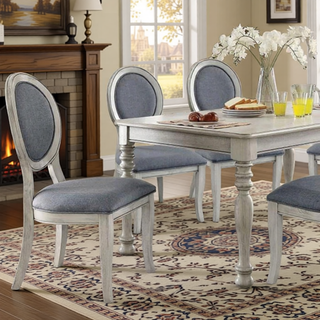 Sunvega Transitional Rustic Oak and Beige Side Chairs Set with Padded Fabric Seats