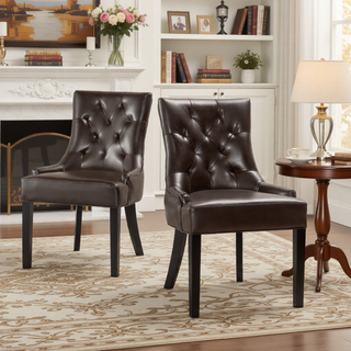 Sunvega Contemporary Upholstered Dining Chairs with Tufted Diamond Stitch and Wood Legs