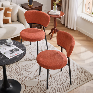 Sunvega Modern Upholstered Dining Chairs with Soft Seat and Metal Legs Set of 2 White