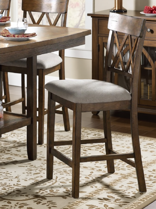 Sunvega Dark Brown Finish Counter Height Bench with Fabric Upholstery