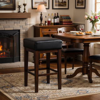 Sunvega Antique Gray Finish Solid Wood Frame Counter Height Stools Set of 2