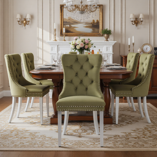 Sunvega Modern High-end Tufted Velvet Upholstered Dining Chair with Chrome Legs and Nailhead Trim