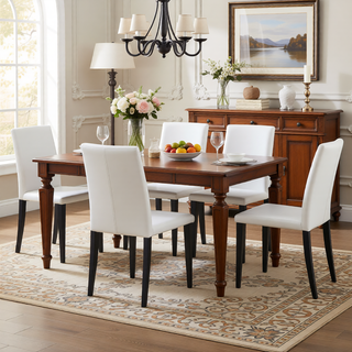 Sunvega Black PU Dining Chairs with Silver Metal Legs and High Elasticity Sponge Filling for Living Room