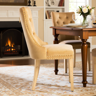 Sunvega Modern High-end Tufted Velvet Upholstered Dining Chair with Chrome Legs and Nailhead Trim