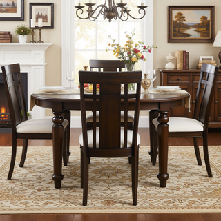 Sunvega Dark Brown Finish Wooden Dining Bench with Beige Fabric Upholstered Seat