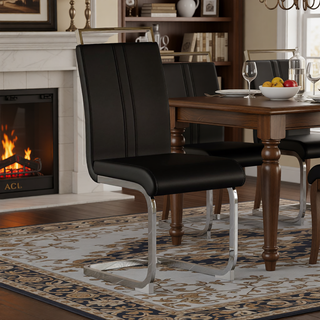 Sunvega Modern Faux Leather High Back Dining Chairs with C-Shaped Metal Legs Set of 4