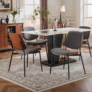 Sunvega Mid Century Modern Retro French Style Dining Chairs Set of 2 with Walnut Bentwood Back