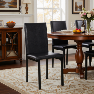 Sunvega Brown Faux Marble Table Top with Black Metal Frame Dining Table
