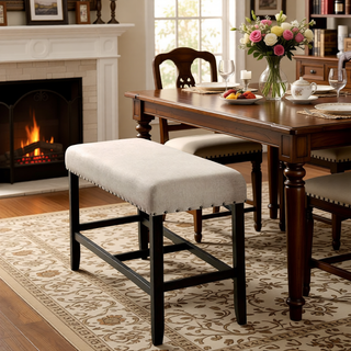 Sunvega Antique Black Bold Distressed Solid Wood Counter Height Bar Table