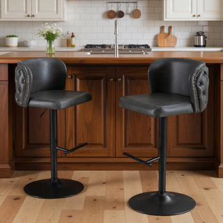 Sunvega Swivel Barstools with Tufted Back, Adjustable Seat Height and Chrome Base for Kitchen Island, Set of 2