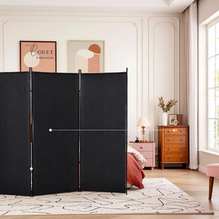 Sunvega 6 Panel Folding Privacy Screen with Removable Shelves and Hinged Design