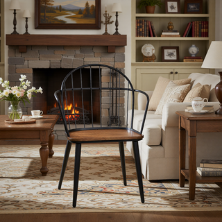 Sunvega Brown Upholstered Dining Chair with Metal Legs and PU Leather Seat