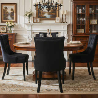 Sunvega Contemporary Upholstered Dining Chairs with Tufted Diamond Stitch and Wood Legs