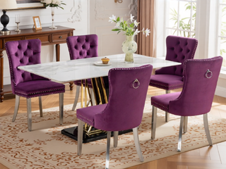 Sunvega Modern High-end Tufted Velvet Upholstered Dining Chair with Chrome Legs and Nailhead Trim