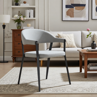 Sunvega Modern Upholstered Leatherette Dining Chair with Grey Metal Frame