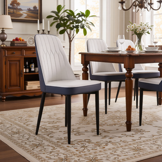 Sunvega Modern PU Leather Dining Chairs with Thick Soft Cushions and Black Metal Legs