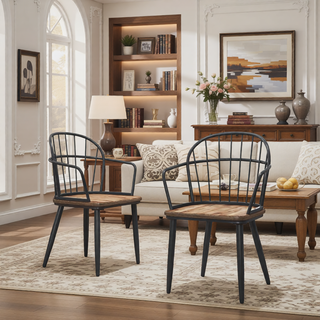 Sunvega Brown Upholstered Dining Chair with Metal Legs and PU Leather Seat