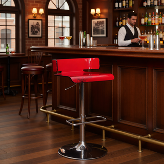 Sunvega Modern Acrylic and Chrome Bar Stool with Swivel Seat and Footrest