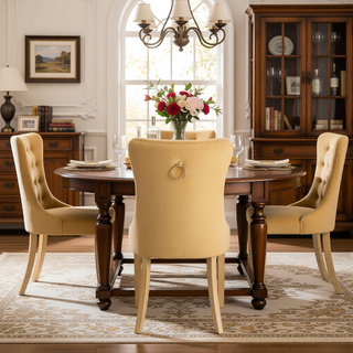 Sunvega Modern High-end Tufted Velvet Upholstered Dining Chair with Chrome Legs and Nailhead Trim