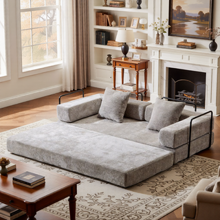 Sunvega Convertible Foldable Sofa Bed with Pillow Back Support Armrest for Living Room
